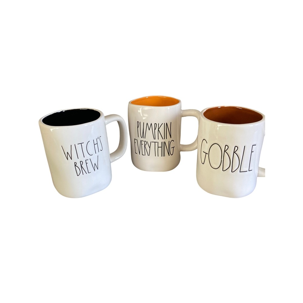 Rae Dunn Halloween Thanksgiving Mugs Set Witchs Brew Pumpkin Everything Gobble